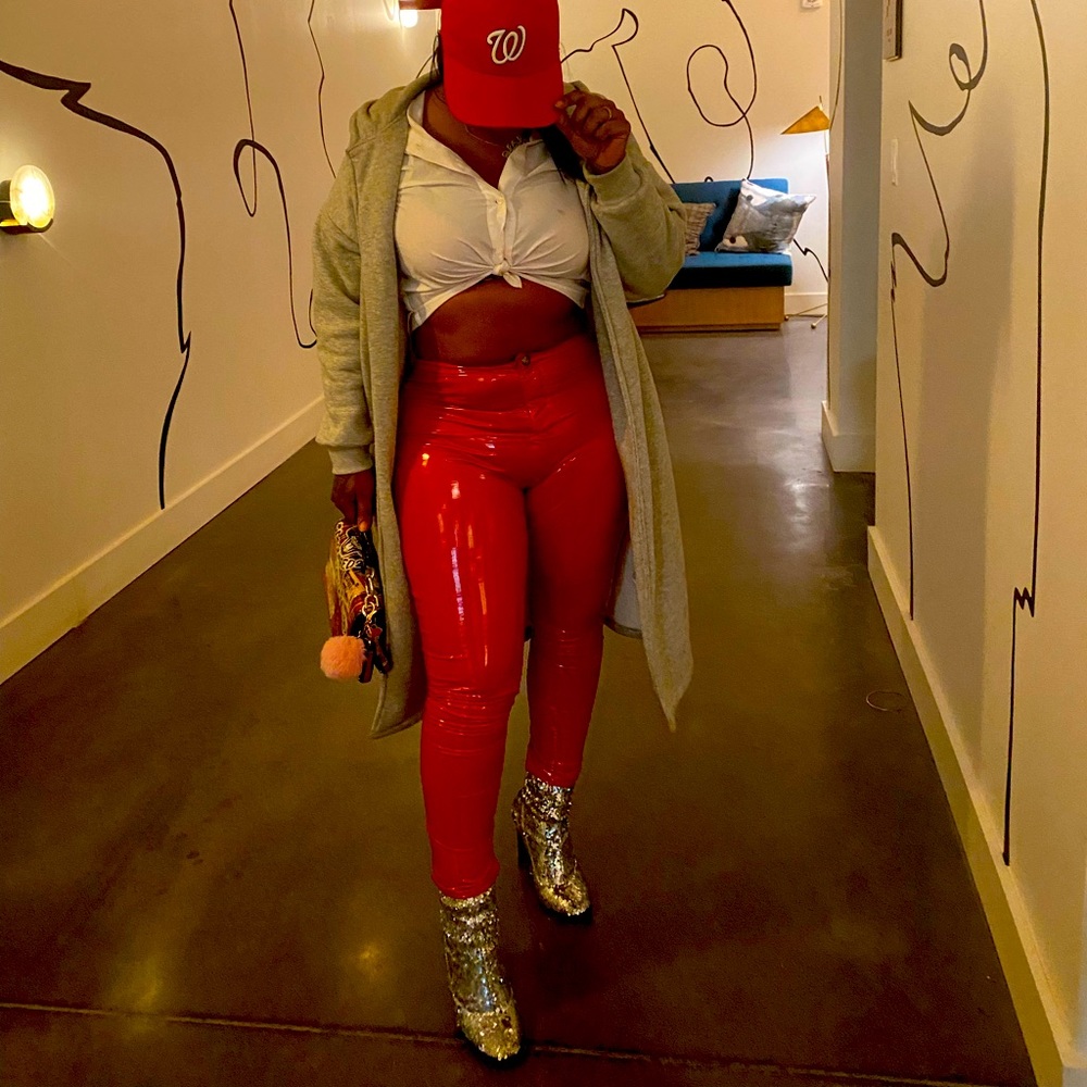 Red Latex pants great condition - Picture 2 of 2